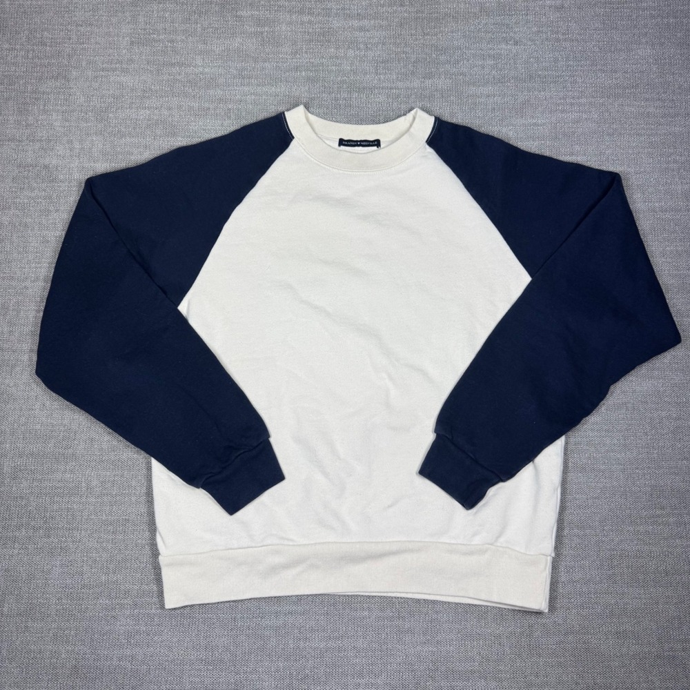 Brandy Melville Womens Raglan Sweatshirt Cream Navy Blue